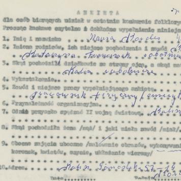 Maria Kordes - ankieta osobowa