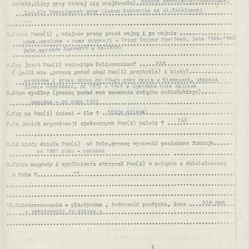 Irena Pieczykolan - kwestionariusz osobowy