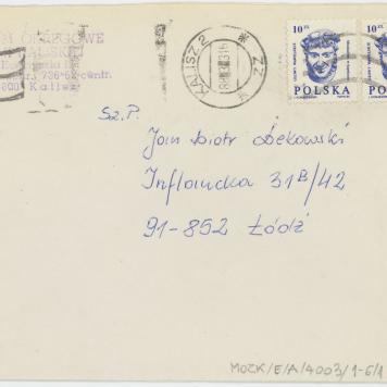 List adresowany do Jana Piotra Dekowskiego