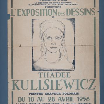 Plakat wystawy „L’exposition des dessins de Thadee Kulisiewicz”
