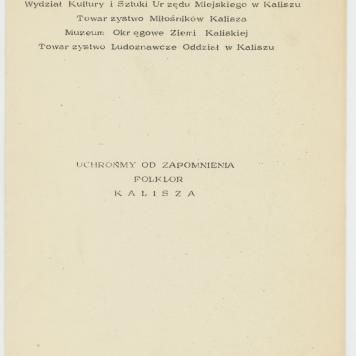 Uchrońmy od zapomnienia Folklor Kalisza